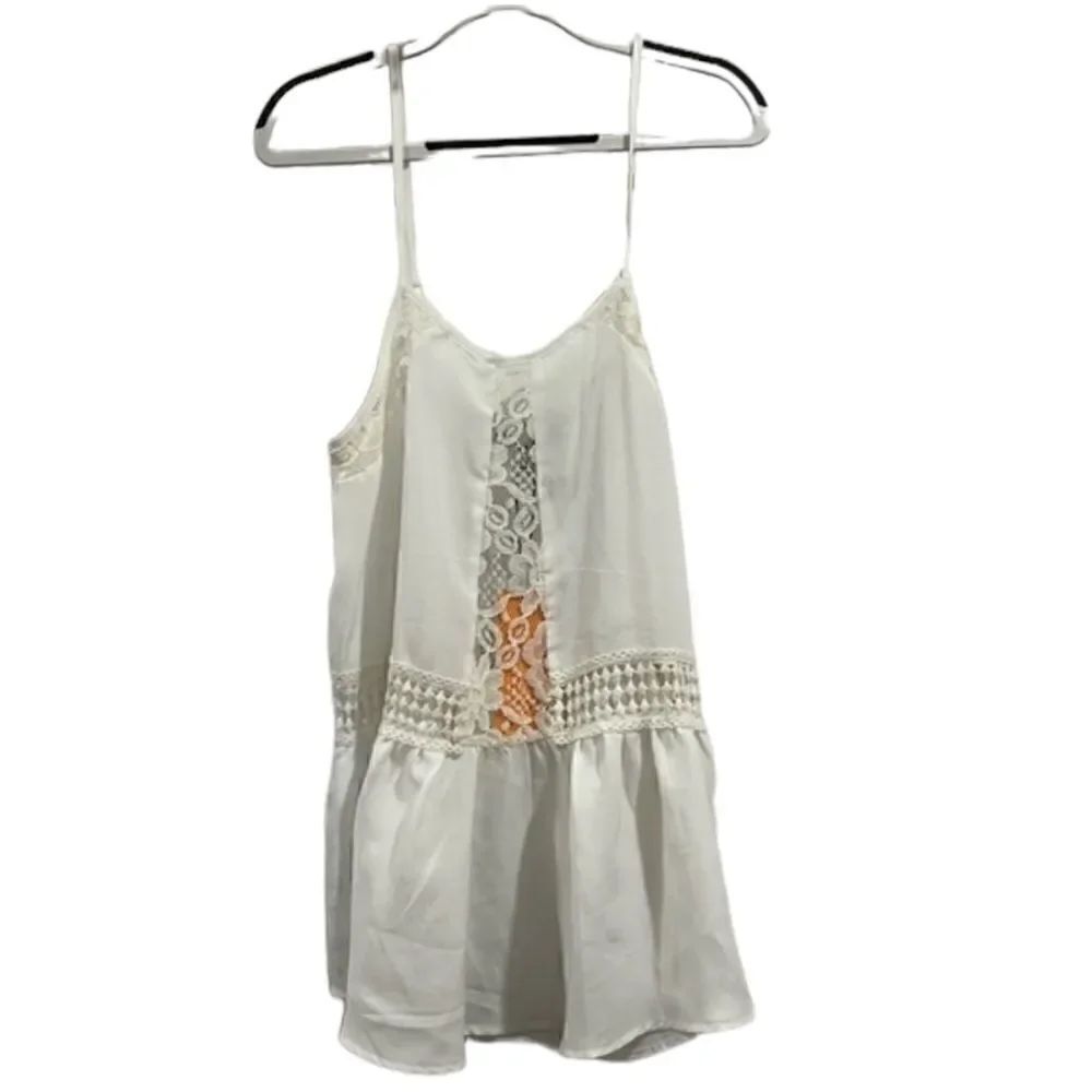 Collective Concepts White Eyelit Smock detail cami top, NEW